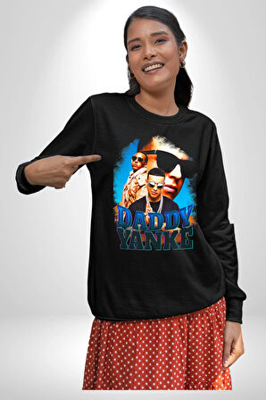 DADDY YANKE Kadın Erkek Siyah Sweatshirt 