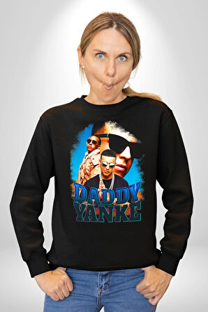 DADDY YANKE Kadın Erkek Siyah Sweatshirt 