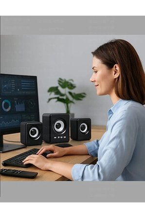 D23 Ses Sistemi FT-202BT 2+1 Ses Sistemi Kumandalı Bluetooth Hoparlör Tv/pc/telefon Uyumlu Usb Speaker Fm Radio Kart Okuyucu 3.5mm Jack Girişli Usb Beslemeli Speaker
