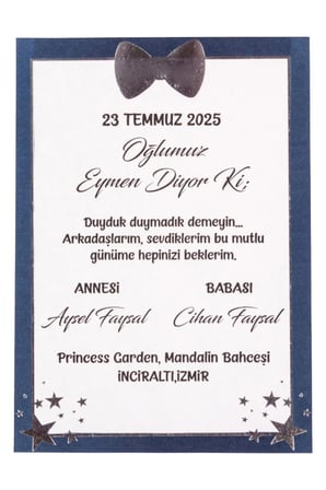 50 Adet Dila Sünnet Davetiyesi 2304 - Özel Zarflı