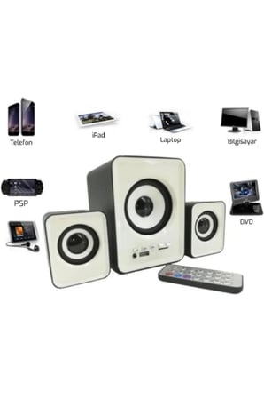 D23 Ses Sistemi FT-202BT 2+1 Ses Sistemi Kumandalı Bluetooth Hoparlör Tv/pc/telefon Uyumlu Usb Speaker Fm Radio Kart Okuyucu 3.5mm Jack Girişli Usb Beslemeli Speaker