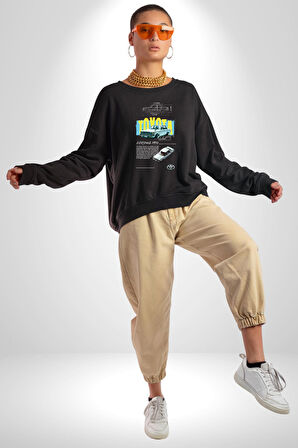 Toyota Corona 1970 Klasik Kadın Erkek Siyah Sweatshirt 