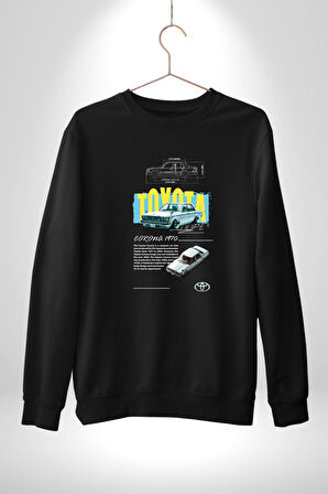 Toyota Corona 1970 Klasik Kadın Erkek Siyah Sweatshirt 