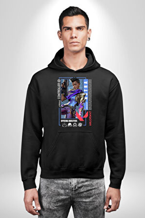 Valorant   ASTRA Ajan Oyun Karakter Özellikleri Kadın Erkek  Siyah Kapüşonlu Sweatshirt Hoodie