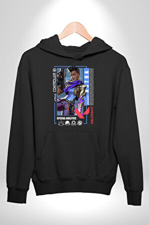 Valorant   ASTRA Ajan Oyun Karakter Özellikleri Kadın Erkek  Siyah Kapüşonlu Sweatshirt Hoodie