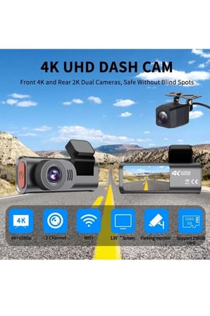 Wifi 4K UHD APP Araç İçi Kamera Gece Görüşlü Araba Kamera Kayıt Cihazı Dvr Car Dashcam