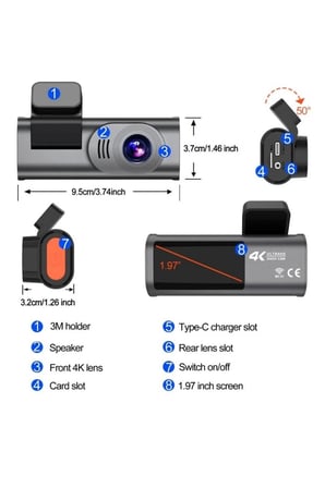 Wifi 4K UHD APP Araç İçi Kamera Gece Görüşlü Araba Kamera Kayıt Cihazı Dvr Car Dashcam