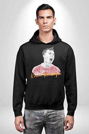 Kerem Aktürkoğlu Futbol Kadın Erkek  Siyah Kapüşonlu Sweatshirt Hoodie