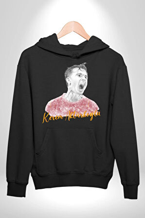Kerem Aktürkoğlu Futbol Kadın Erkek  Siyah Kapüşonlu Sweatshirt Hoodie