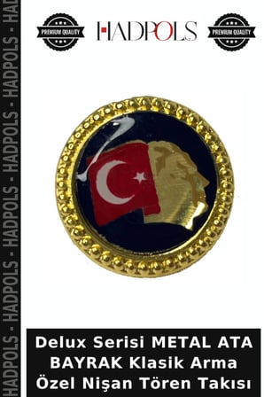 Delux Serisi METAL ATA BAYRAK Klasik Arma Özel Nişan Tören Takısı
