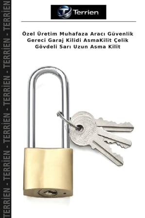 Özel Üretim Muhafaza Aracı Güvenlik Gereci Garaj Kilidi AsmaKilit Çelik Gövdeli Sarı Uzun Asma Kilit