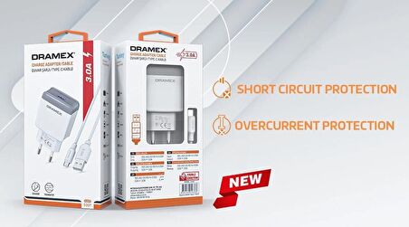 Dramex D30T Usb Giriş Başlık Type-c Kablosu Hızlı Şarj Seti 3.0Amper