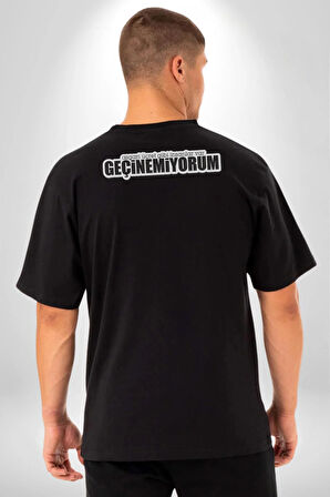 Asgari Üçret Gibi İnsanlar Var Geçinemiyorum Yazılı Pamuklu Kadın Erkek Oversize Sırt Dijital Baskılı Siyah T-shirt