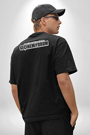 Asgari Üçret Gibi İnsanlar Var Geçinemiyorum Yazılı Pamuklu Kadın Erkek Oversize Sırt Dijital Baskılı Siyah T-shirt