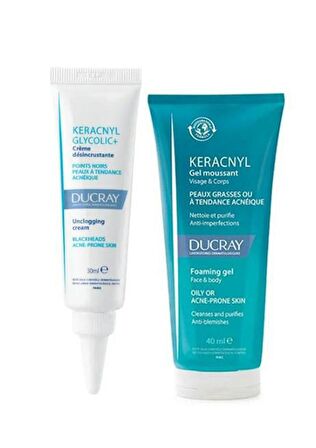 Ducray Keracnyl Glycolic+ Cream 30 ml + Keracnyl Jel 40ml Hediye