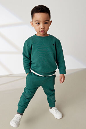 Next Baby % 100 Pamuklu Yeşil Uzun Kollu Jogger Alt Üst Takım