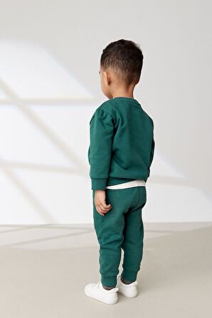 Next Baby % 100 Pamuklu Yeşil Uzun Kollu Jogger Alt Üst Takım