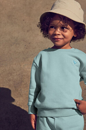 Next Baby % 100 Pamuklu Mineral Mavi Uzun Kollu Jogger Alt Üst Takım
