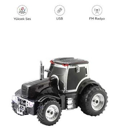 Siyah Traktör Tasarım USB/FM Radyo Bluetooth Hoparlör Speaker