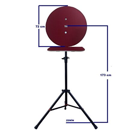 Raf Düzenekli Tripod Ayaklı Dart Arkalık Stand Seti. Bordo Renk