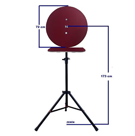 Raf Düzenekli Tripod Ayaklı Dart Arkalık Stand Seti. Bordo Renk