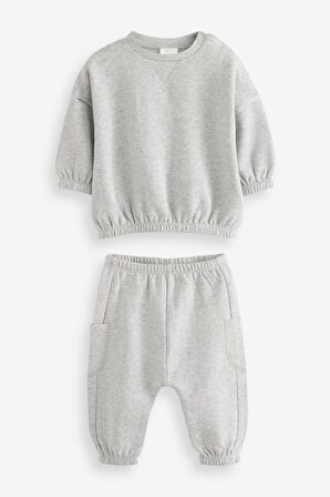 % 100 Pamuklu Mavi Gri Lacivert Jogger Set