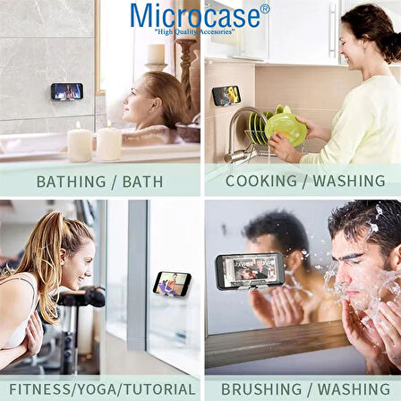 Microcase Döner Başlıklı Duvara Düz Alana Yapışkanlı Telefon Standı - SİYAH AL4979