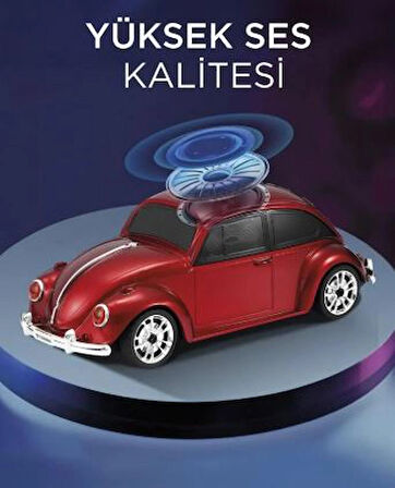 Kırmızı Araba Voswos Retro Tasarım USB/TF/FM Bluetooth Hoparlör Speaker