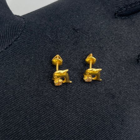 Yıldız Taşlı Yunus Altın Çocuk Küpesi 22 Ayar 1.24 Gram Hediye - 09CK009