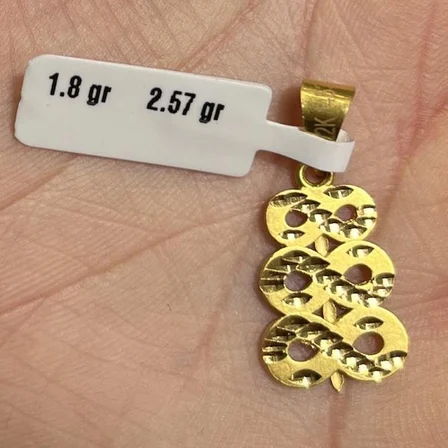 Prenses Sonsuzluk Kalemli Sıralı Altın Kolye Ucu 22 Ayar 1.80 Gram Kadın Hediye