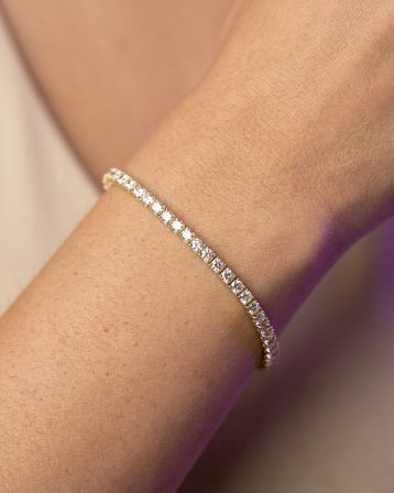 Su Yolu Sıralı Altın Taşlı Bileklik 14 Ayar 8.64 Gram Kadın Hediye