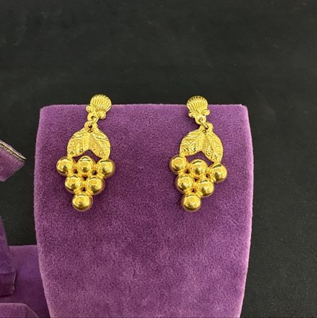 Top Top Üzüm Yaprak Sarkıntılı Altın Küpe 22 Ayar 3.26 Gram Kadın Hediye