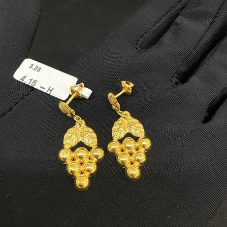 Top Top Üzüm Yaprak Sarkıntılı Altın Küpe 22 Ayar 3.26 Gram Kadın Hediye