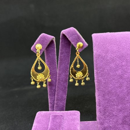 Su Damlası Sallantılı Top Top Ajurlu Çevreli Altın Küpe 22 Ayar 4.89 Gram Kadın Hediye