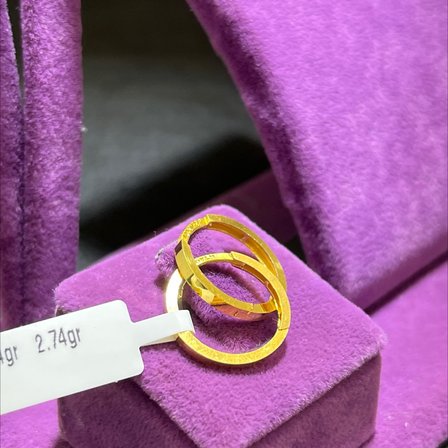 Kalemli Çember Altın Halka Küpe 22 Ayar 2.04 Gram Kadın Hediye