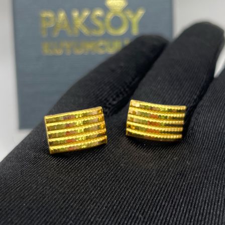 Hasır Plaka Kalemli Sıralı Altın J Küpe 22 Ayar 1.82 Gram Kadın Hediye