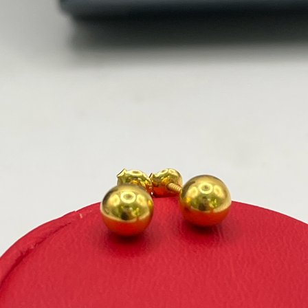 Top Top Vidalı Altın Çocuk Küpesi 22 Ayar 1.23 Gram Hediye