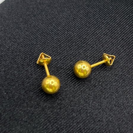 Top Top Vidalı Altın Çocuk Küpesi 22 Ayar 1.23 Gram Hediye