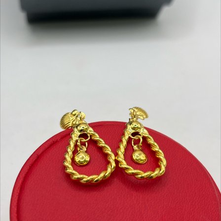 Kıvırcık Su Damlası Halat Burma Sarkıntılı Top Top Altın Sallantılı Küpe 22 Ayar 2.79 Gram