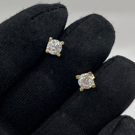 Tek Taş Taşlı Altın Çivili Küpe 14 Ayar 1.37 Gram Kadın Hediye