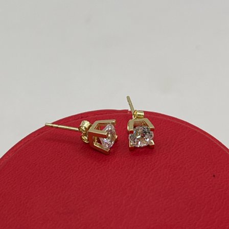 Tek Taş Taşlı Altın Çivili Küpe 14 Ayar 1.37 Gram Kadın Hediye