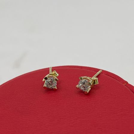 Tek Taş Taşlı Altın Çivili Küpe 14 Ayar 0.86 Gram Kadın Hediye