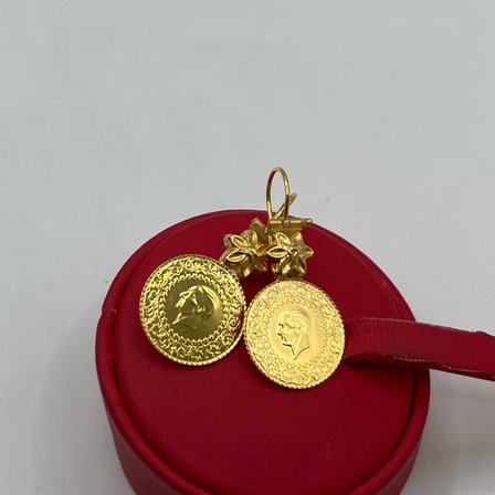 Çiçek Sallantılı Çeyrekli Ziynetli Altın Küpe 22 Ayar 5.91 Gram Kadın Hediye
