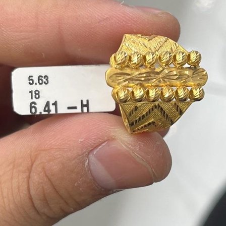 Balık Sırtı Zikzak Kalemli Baklava Altın Döküm Yüzük 22 Ayar 5.63 Gram Kadın Hediye