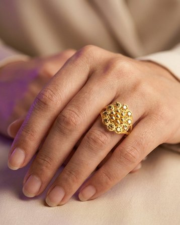 Dorika Çiçek Ajurlu Top Top Altın Döküm Yüzük 22 Ayar 2.93 Gram Kadın Hediye