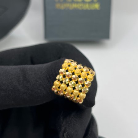 Dorika Kaburga Kalemli Top Top Sıralı Kumlu Altın Yüzük 22 Ayar 6.13 Gram Kadın Hediye