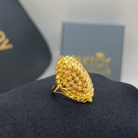 Dorika Yaprak Kalemli Ajurlu Top Top Altın Yüzük 22 Ayar 5.18 Gram Kadın Hediye