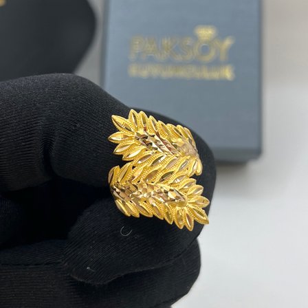 Başak Yaprak Kalemli Altın Yüzük 22 Ayar 5.97 Gram Kadın Hediye