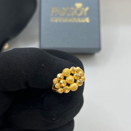 Dorika Top Top Kumlu Kalemli Altın Yüzük 22 Ayar 4.45 Gram Kadın Hediye