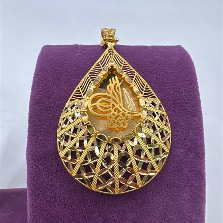 Tuğralı Osmanlı Tuğra Su Damlası Ajurlu Baklava Altın Kolye Ucu 22 Ayar 9.51 Gram Kadın